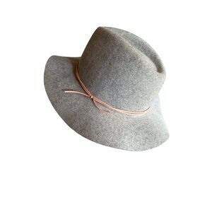 Abercrombie & Fitch Womens Wool Fedora Hat Gray With Pink Band